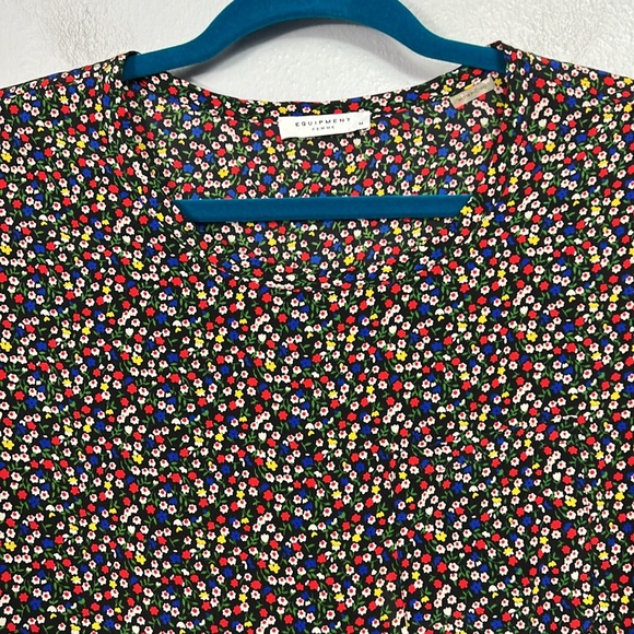 Equipment Femme Silk Leopard & Floral Print Long Sleeve Blouse Medium - Picture 2 of 7